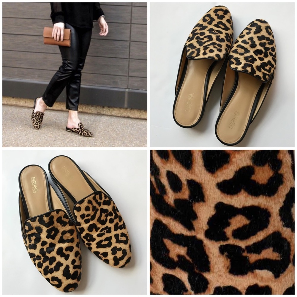 🐆 Michael Kors, Natasha Cheetah-Print Calf-Hair Slide Mules